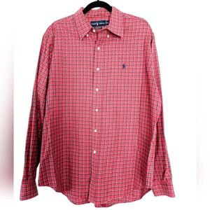 Ralph Lauren Blue Label Classic Fit Button Up Shirt in Red Plaid‎ Size XL